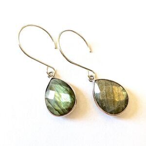 Sterling Silver womens earrings with labradorite genuine gemstones great gift